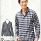 オンブレチェックデザイン長袖フランネルシャツ