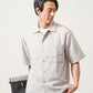 ドライ加工オーバーサイズストレッチ半袖オープンカラーシャツ