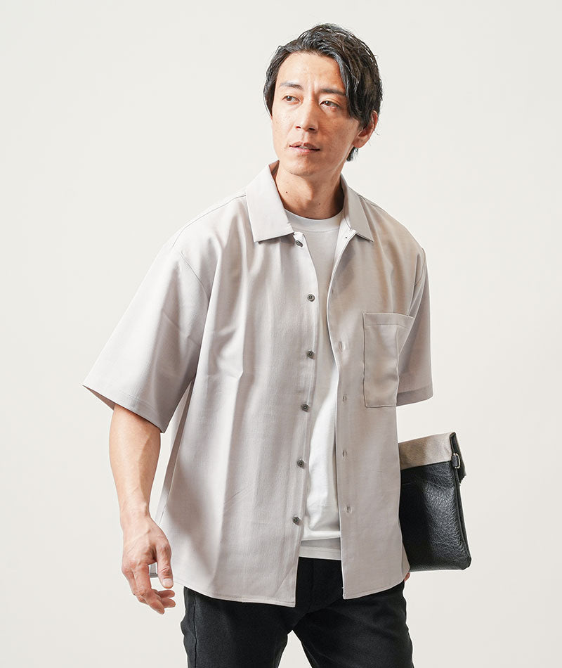Milana Bay オープンカラー 半袖 ツートンシャツ メンズL /eaa34930150cm袖丈