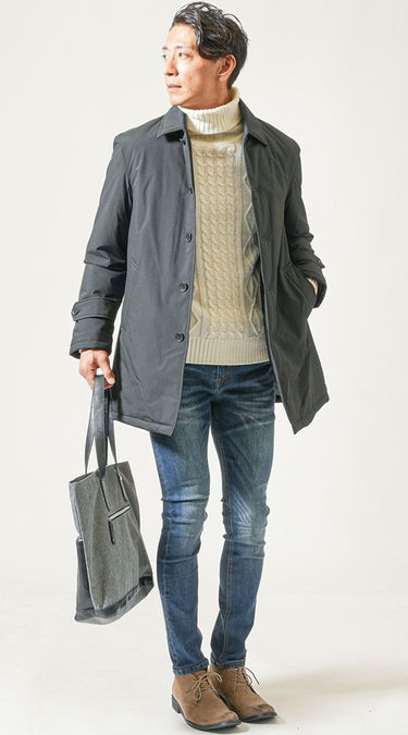 冬の温かみのあるスキニージーンズコーディネート