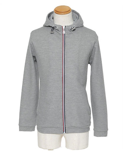 トリコロールジップデザインハイネックパーカー