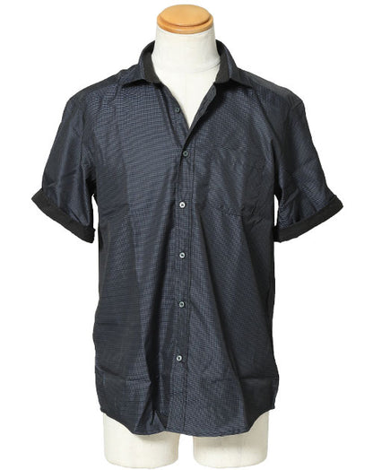 裏地切り替え半袖チェックシャツ