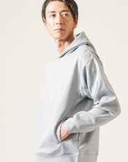 ダンボールニット長袖ストレッチプルオーバーパーカー