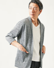杢メランジ7分袖ロングカーディガン