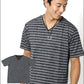 杢テレコ素材ボーダー半袖VネックTシャツ