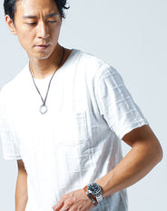 ジャガードチェックパイル素材Tシャツ