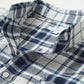 綿麻素材チェックデザインボタンダウン半袖シャツ