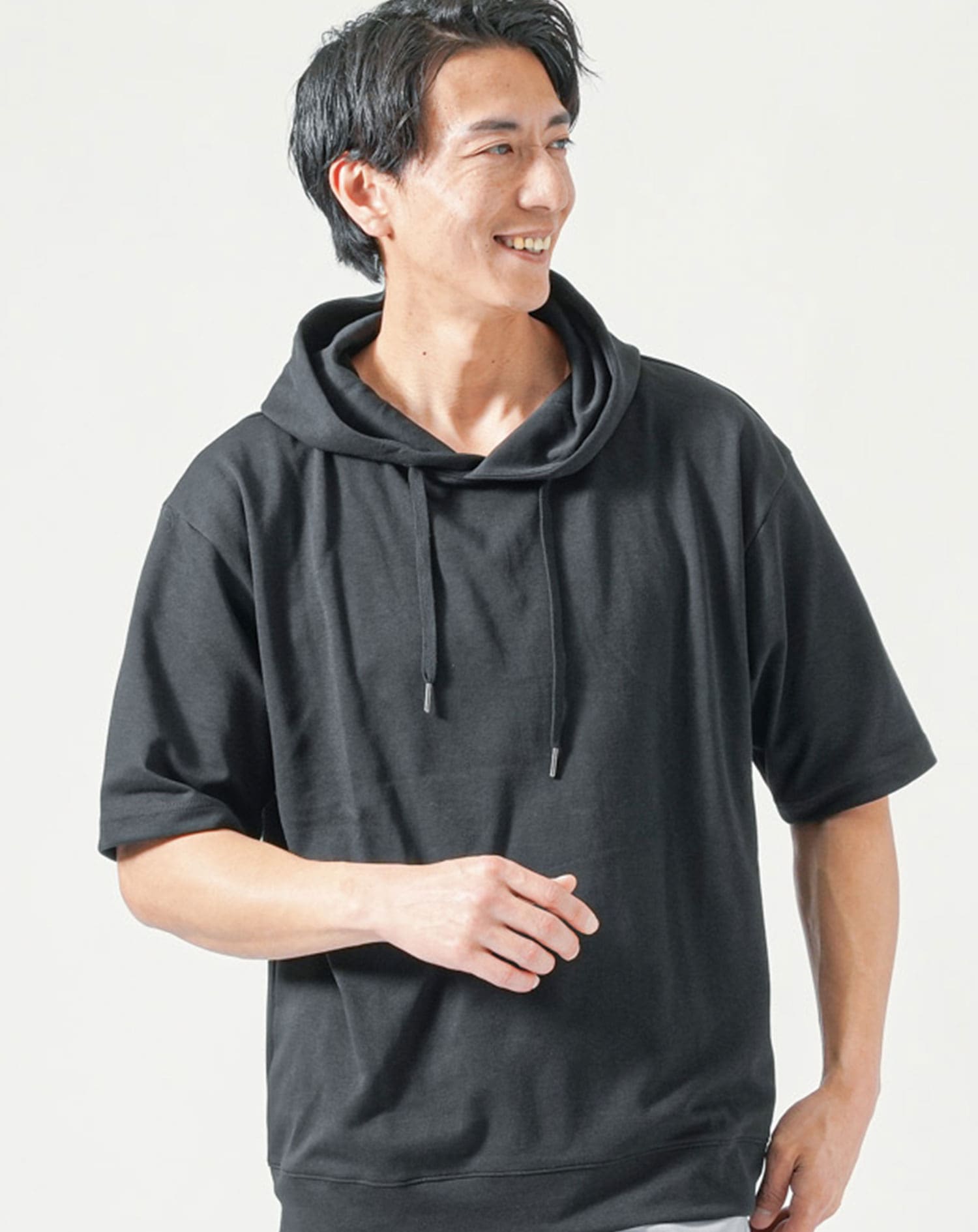 服/ファッション パーカー メンズ 涼しい接触冷感半袖オーバーサイズパーカー メンズ夏用 ｜ メンズ