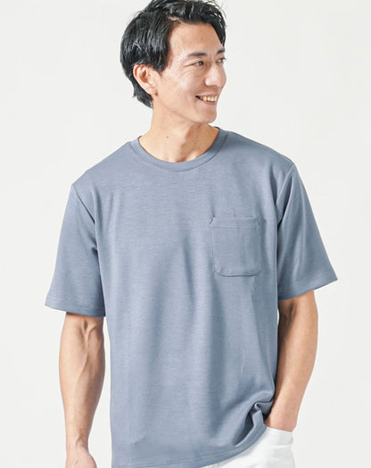 涼しい接触冷感クルーネックストレッチ半袖Tシャツ