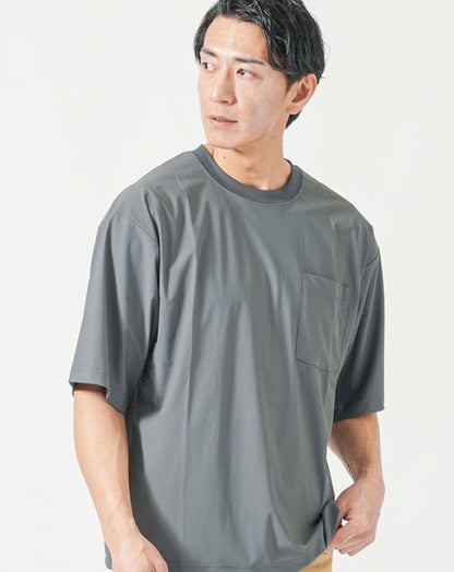 涼しい接触冷感オーバーサイズ半袖クルーネックTシャツ