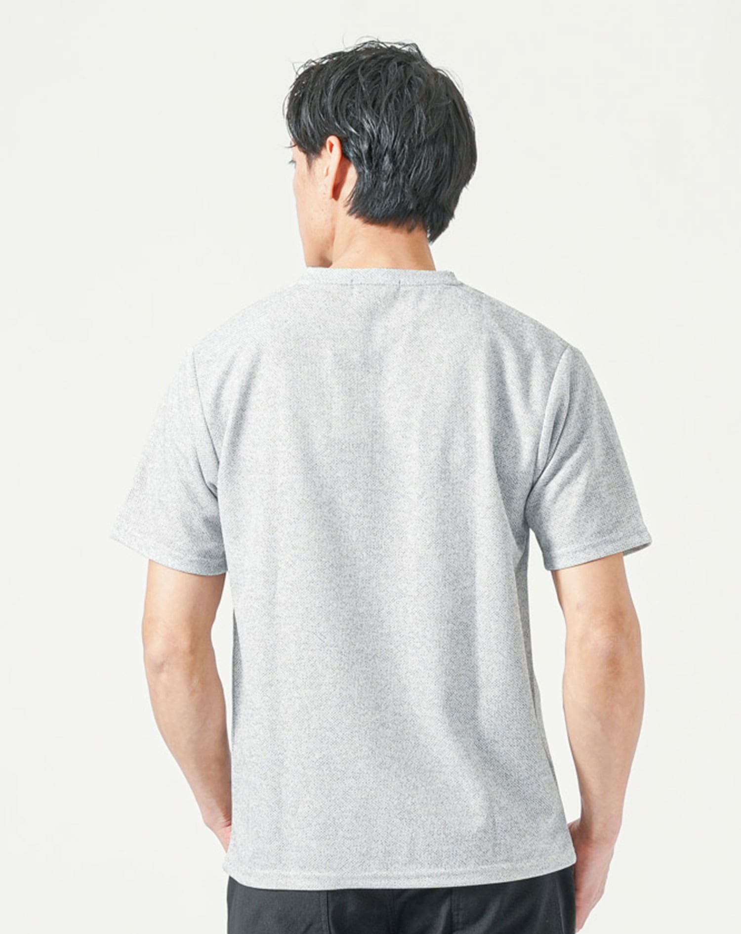 夏用重ね着風フェイクレイヤード細身半袖VネックTシャツ メンズ
