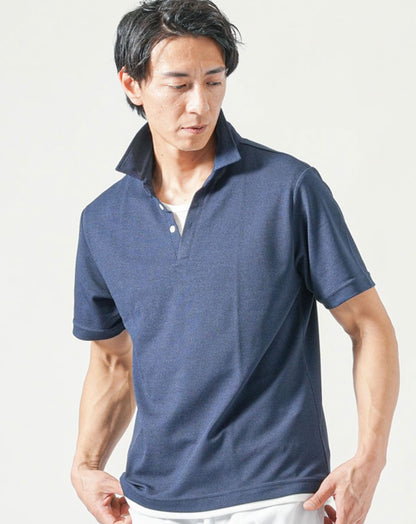 フェイクレイヤード鹿の子半袖ポロシャツ