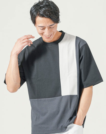 前身頃切り替え半袖クルーネックTシャツ