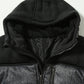 ニットフリース素材チェック切り替え中綿フード付きジャケット
