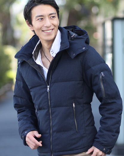 シンプルデザインフード付き中綿ダウンジャケット