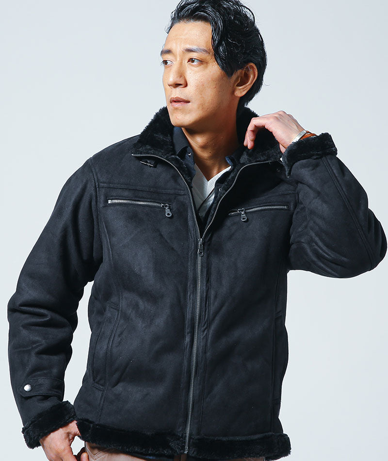 フェイクムートン裏ボアライダースジャケット ｜ メンズファッション