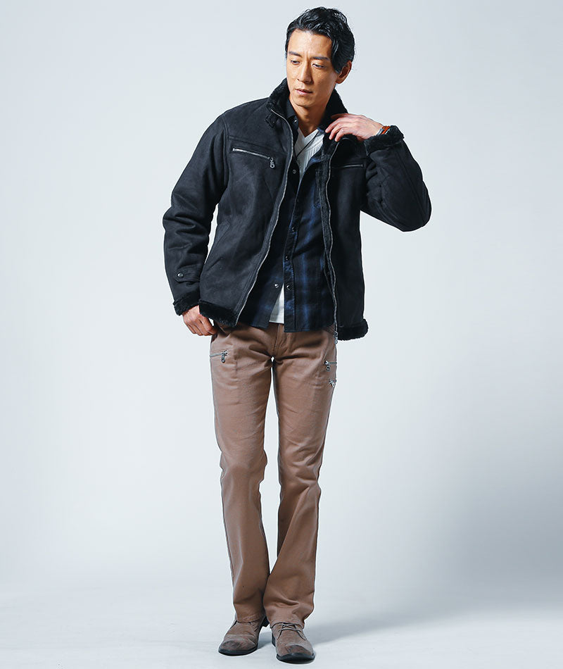 フェイクムートン裏ボアライダースジャケット ｜ メンズファッション