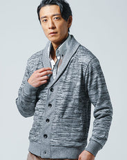 スパンニットショールカラー長袖カーディガン