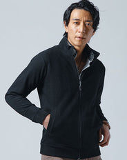 針抜きテレコ素材スタンドカラーブルゾンジャケット