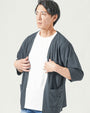 2枚セット 楊柳ストレッチ夏薄手7分袖ボタンレスカーディガン×半袖Tシャツ