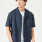リネンライク半袖オープンカラー開襟シャツ