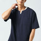 接触冷感カルゼ半袖キーネックＴシャツ×ワッフル素材ロング丈タンクトップ　2点セット