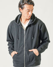 膨れジャガード長袖ジップアップパーカー