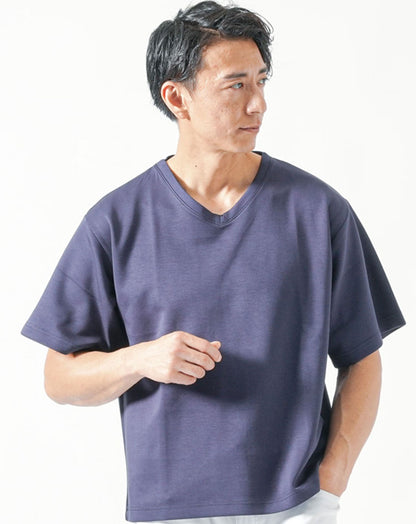 接触冷感オーバーサイズ半袖VネックTシャツ