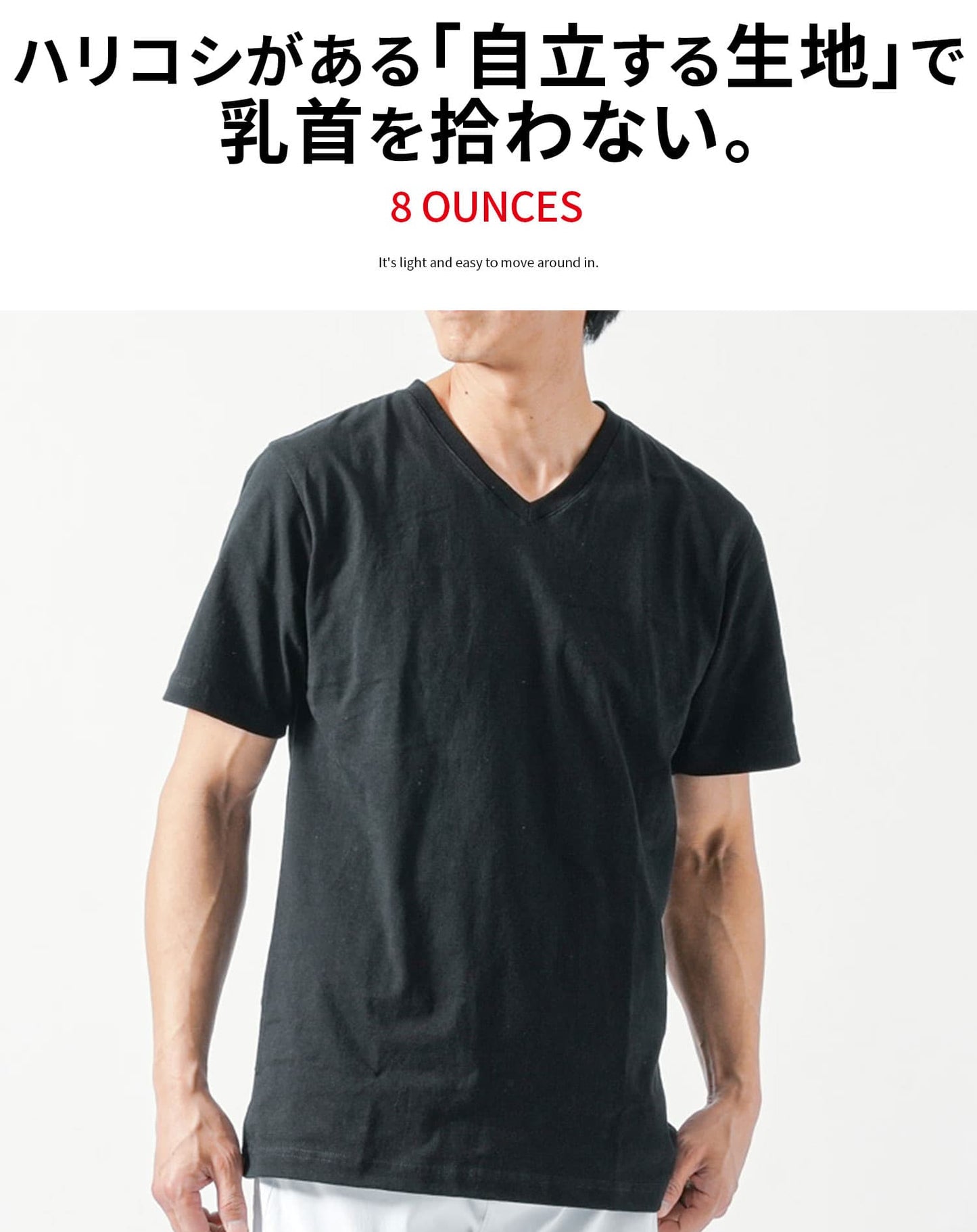 厚手生地Vネック・クルーネック半袖無地Tシャツ