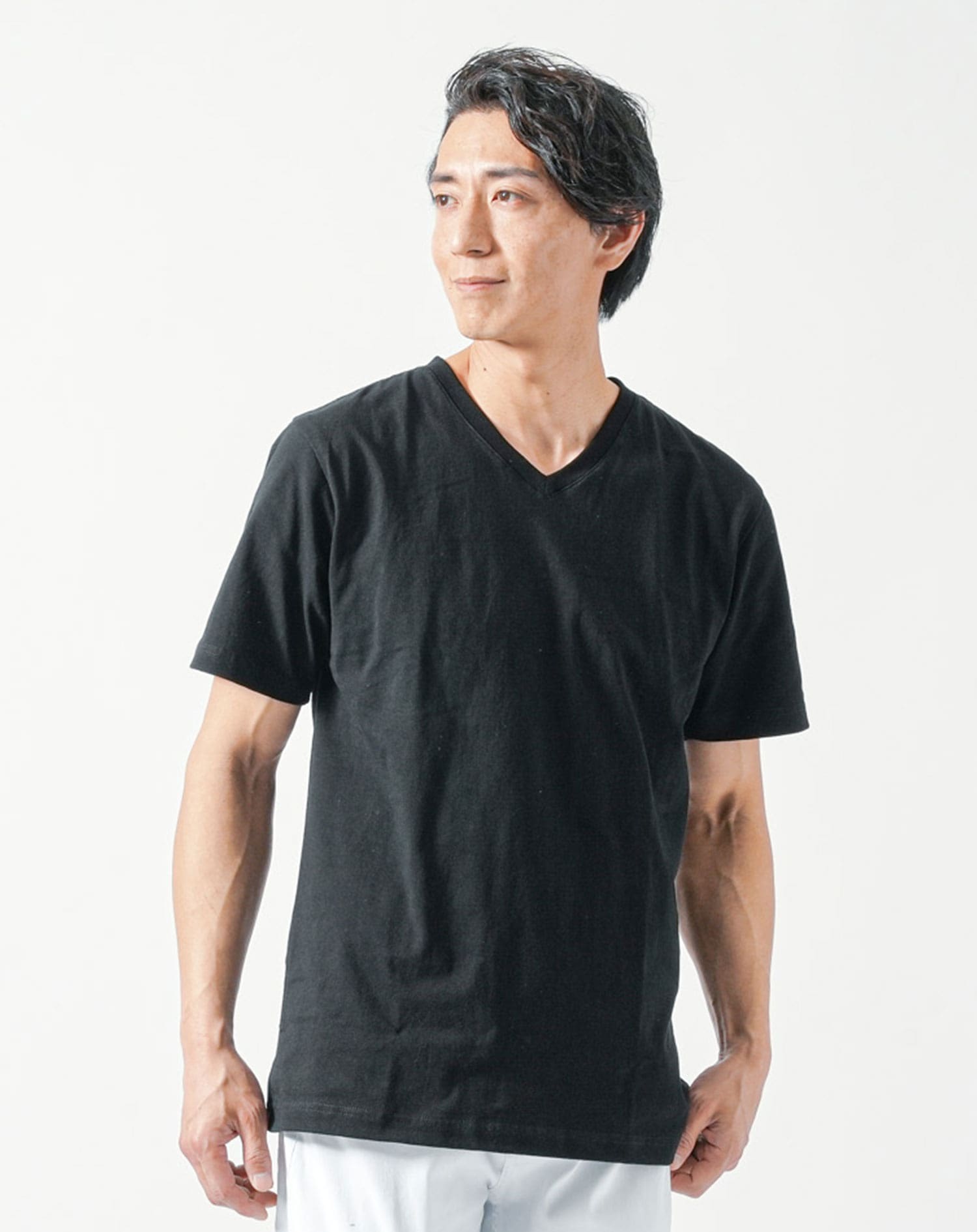乳首が透けない Tシャツ メンズ 厚手白Tシャツ Vネック・クルーネック
