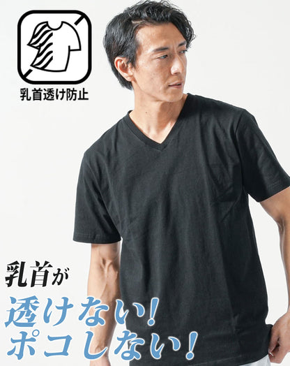 厚手生地Vネック・クルーネック半袖無地Tシャツ