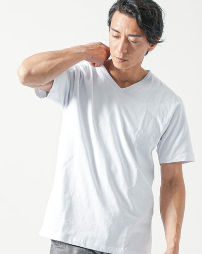 厚手生地Vネック・クルーネック半袖無地Tシャツ