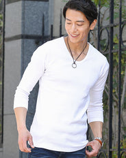 丈夫生地使用で透けにくい７分袖Ｔシャツ