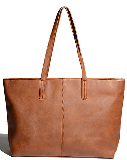 シンプルデザインファスナー付きPUレザートートバッグ