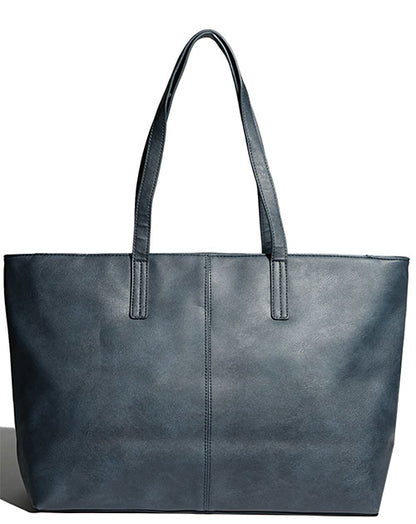 シンプルデザインファスナー付きPUレザートートバッグ