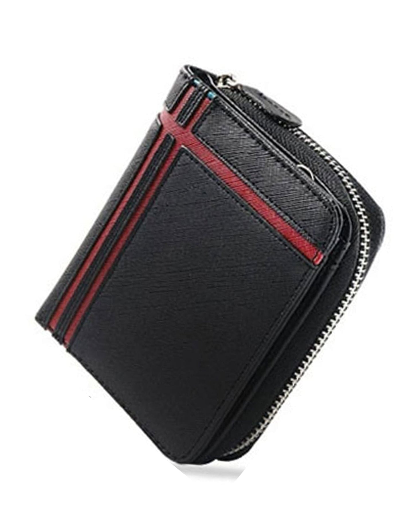 PUレザーラウンドジップライン入りコンパクトミニウォレット