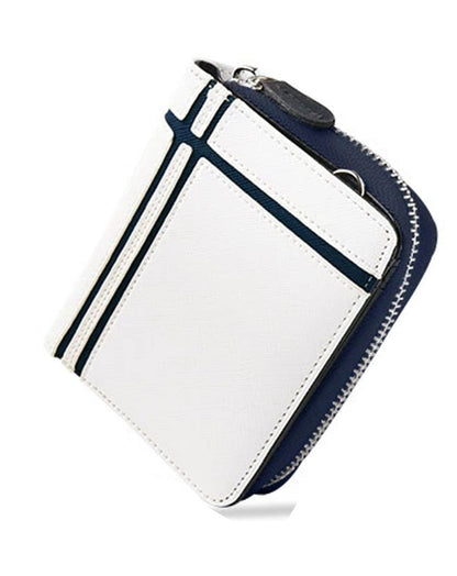 PUレザーラウンドジップライン入りコンパクトミニウォレット