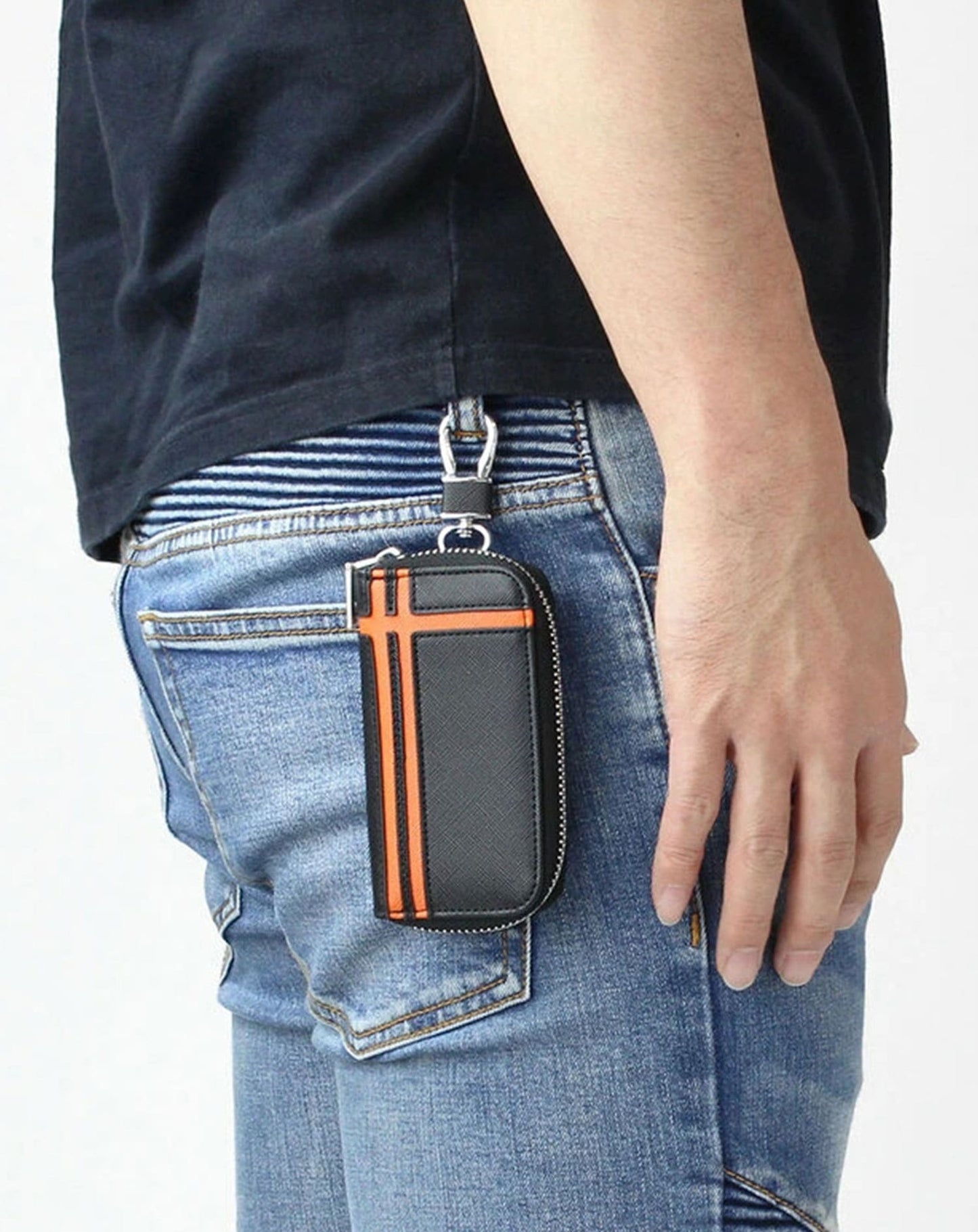 PUレザーライン入りキーケース