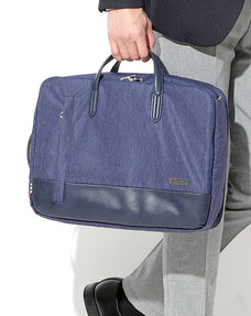 USB接続付き撥水メランジリップストップ3WAYブリーフリュックバッグ