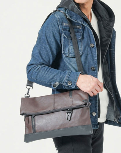 USBポート付きPUレザー口折れミニショルダーバッグ