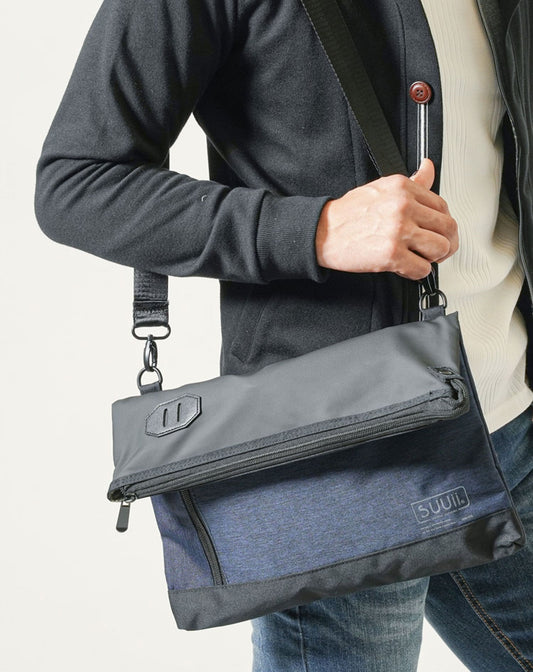 SUUII(スーイ)撥水加工USBポート付き2WAY口折れショルダーバッグ
