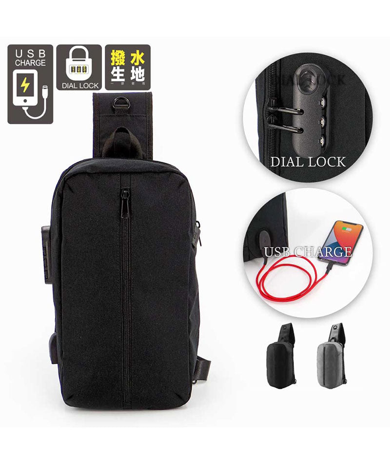 ダイヤルロック付き撥水加工ボディバッグ ｜ メンズファッション通販