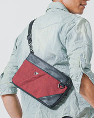 撥水加工切り替えデザインミニクラッチショルダーバッグ