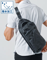 撥水加工PUレザー切り替えフルボディバッグ