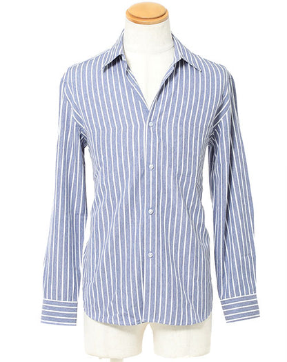 レギュラーカラー長袖ストライプシャツ