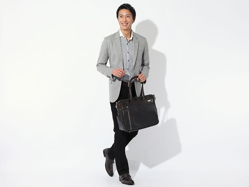 日本製 撥水加工岡山デニムファスナー付きビジネストートバッグ Biz