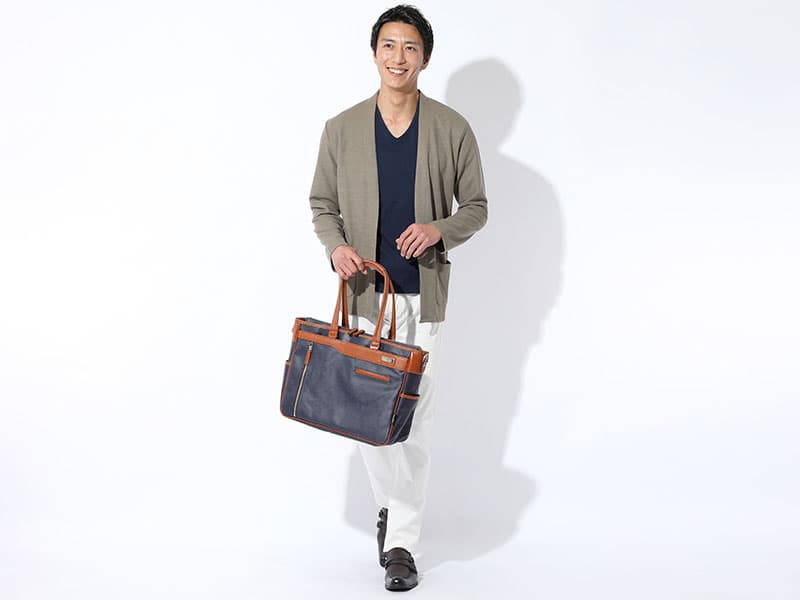 日本製 撥水加工岡山デニムファスナー付きビジネストートバッグ Biz
