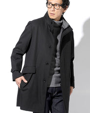 黒フェイクレイヤードスタンドカラーコート ライナー付き Biz