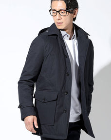 菱模様中綿フード付きコート