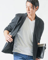 ハイブリッドジャージー長袖ストレッチテーラードジャケット